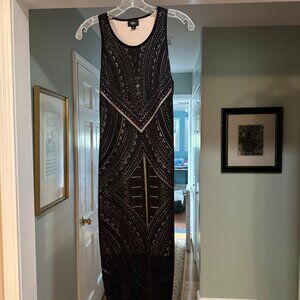 Black bodycon printed dress